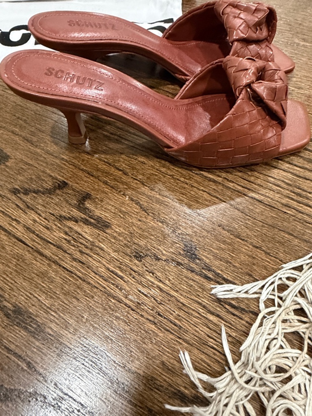 SCHUTZ Brown Braided Leather Slide Mules- Sauvage-Kareena Knot size 8 - Picture 5 of 8